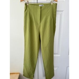 Fashion Nova High Waisted Tailored Pants Olive Green‎ Cropped Stretchy Size M